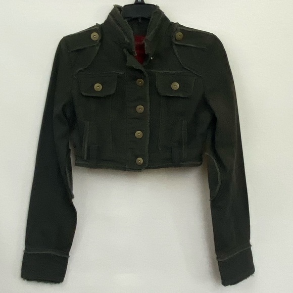 Paris Blues Cropped Green Denim Jacket 